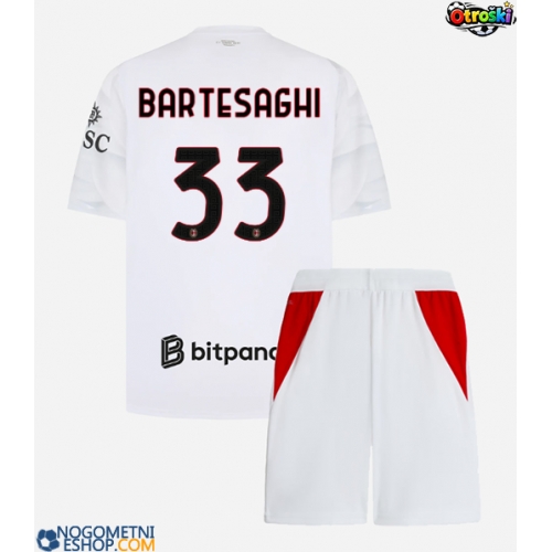 Otroški Nogometni dresi AC Milan Davide Bartesaghi #33 Gostujoči 2026-27 Kratek Rokav (+ Kratke hlače)